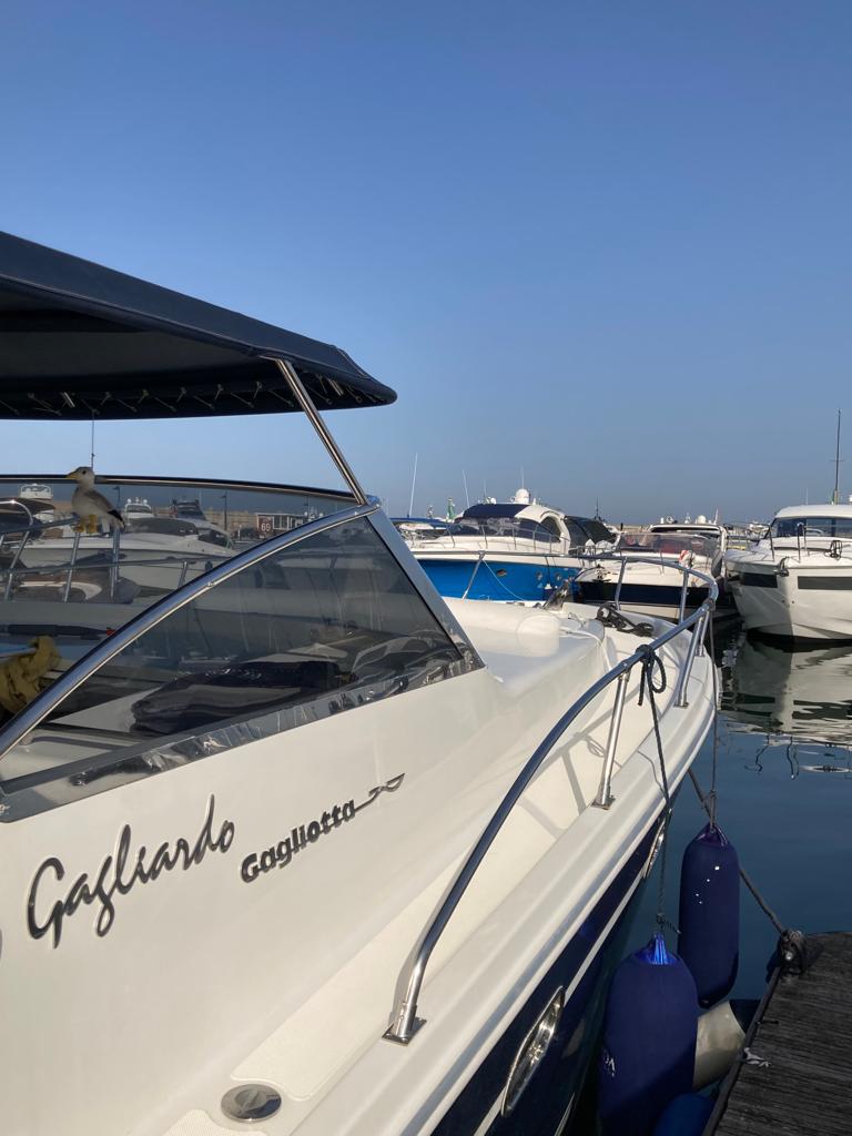 The boat moored in the marina, ready to depart